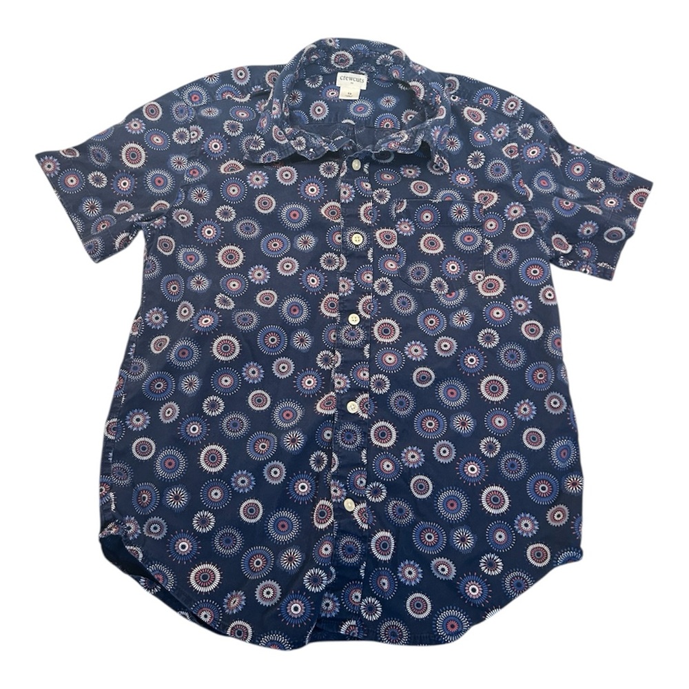 J.Crew Crewcuts Kids Printed Flex Casual Shirt USA‎ Red White Blue Size 10
